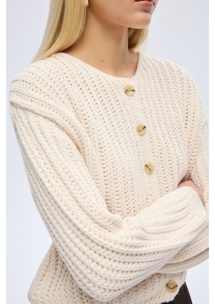 Düğmeli Kalın Örgü Triko Hırka Taş fırsatları