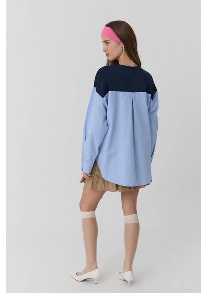 Gömlek Detaylı Sweatshirt Lacivert