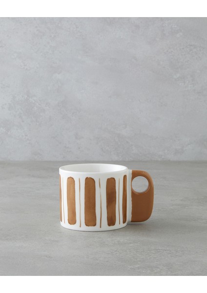 Earthline New Bone China Kupa 380 ml Beyaz-Kahverengi