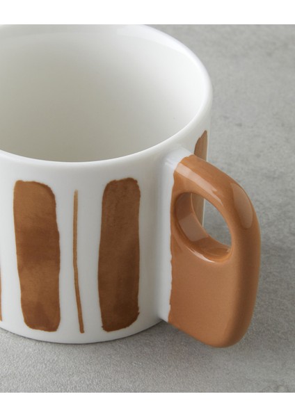 Earthline New Bone China Kupa 380 ml Beyaz-Kahverengi modelleri