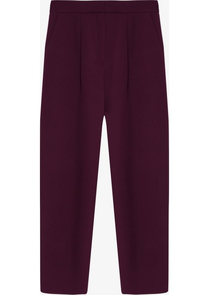 Beli Lastikli Kumaş Pantolon Mürdüm modelleri