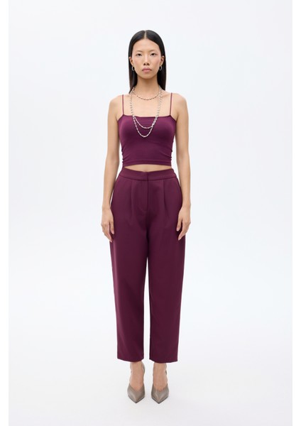 Beli Lastikli Kumaş Pantolon Mürdüm fırsatları