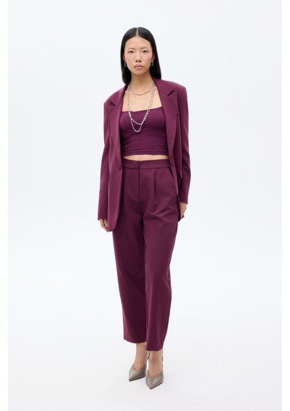 Beli Lastikli Kumaş Pantolon Mürdüm indirimleri