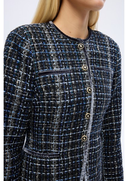 Yuvarlak Yaka Düğmeli Tüvit Ceket Lacivert indirimleri