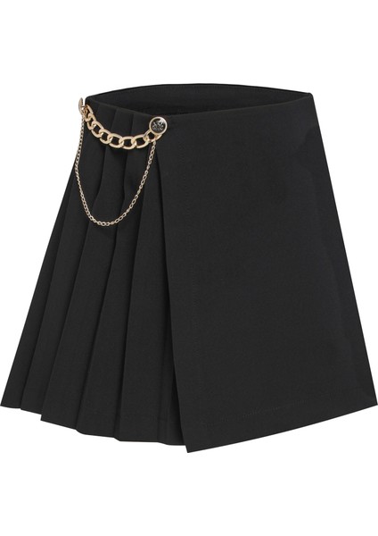 Aksesuar Detaylı Şort Etek Siyah