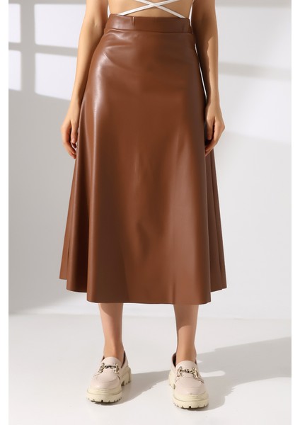 Suni Deri Etek Midi Boy Lazer Kesim fırsatları