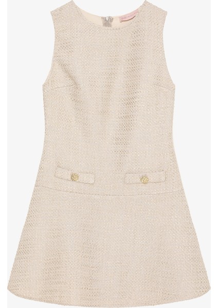 Cep Detaylı Yuvarlak Yaka Tüvit Mini Elbise Taş modelleri