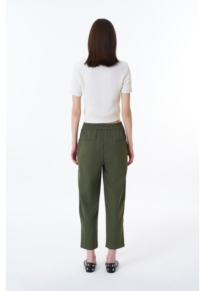Beli Lastikli Kumaş Pantolon Haki