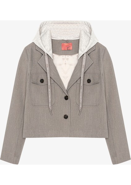 Kapüşon Garnili Cepli Ceket Gri modelleri