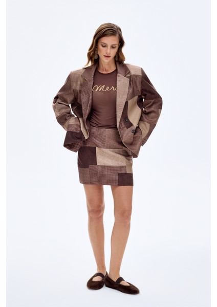 Patchwork Mini Etek Kahverengi fiyatları