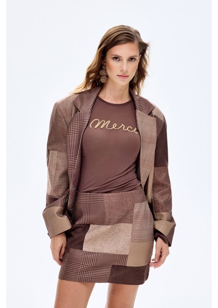 Patchwork Mini Etek Kahverengi fırsatları