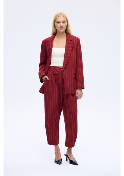 Çizgi Detaylı Pileli Pantolon Bordo fiyatları