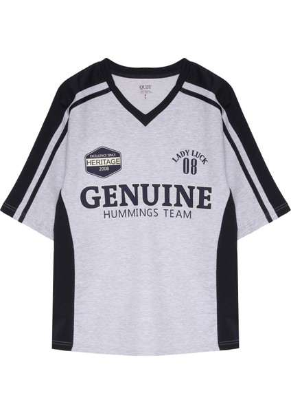 Kontrast Yazı Baskılı Tişört Gri fiyatları