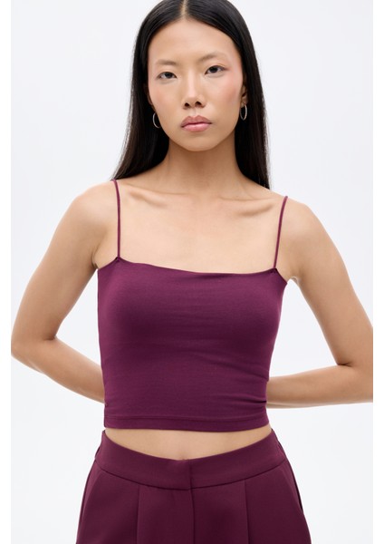 Modal Askılı Crop Basic Atlet Bordo fiyatları