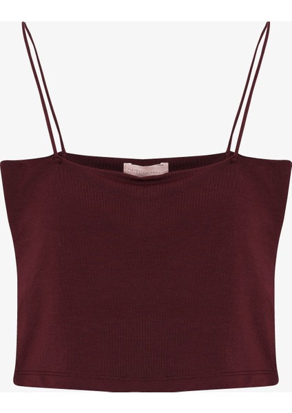 Modal Askılı Crop Basic Atlet Bordo modelleri