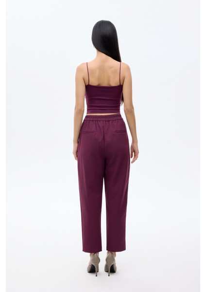 Modal Askılı Crop Basic Atlet Bordo