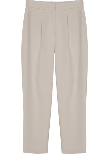 Beli Lastikli Kumaş Pantolon Açık Gri