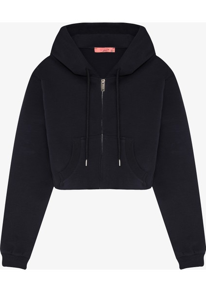 Kapüşonlu Fermuarlı Basic Sweatshirt Lacivert modelleri