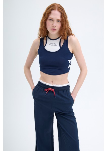 Halter Yaka Atletli Bluz Lacivert