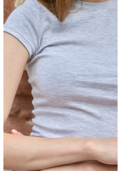 Bisiklet Yaka Basic Tişört Karmelanj