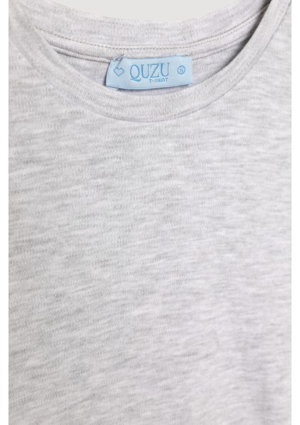 Bisiklet Yaka Basic Tişört Karmelanj