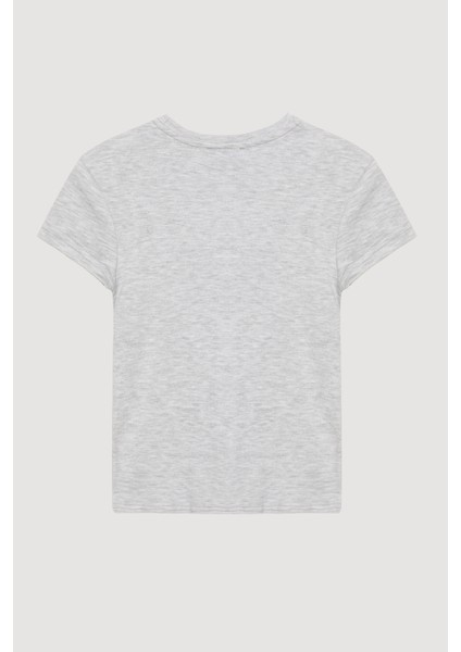 Bisiklet Yaka Basic Tişört Karmelanj