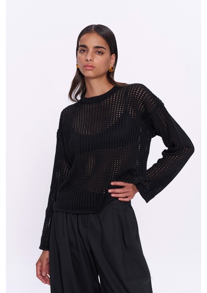 İnce Ajur Triko Siyah