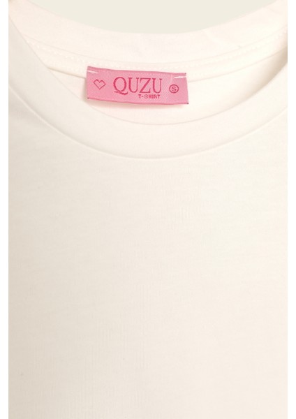 Bisiklet Yaka Oversize Basic Tişört Ekru indirimleri