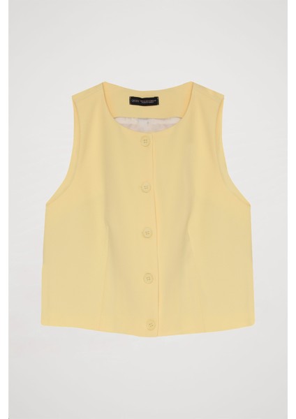 Düğme Detaylı Yelek Ceket Sarı