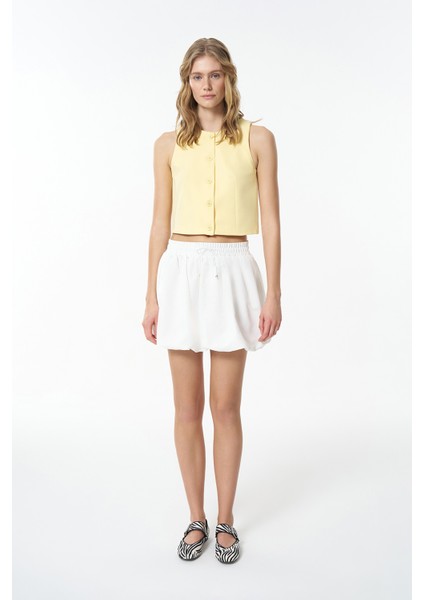 Düğme Detaylı Yelek Ceket Sarı