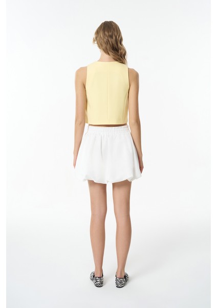 Düğme Detaylı Yelek Ceket Sarı