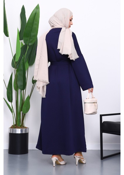 Lacivert Kuşaklı Üç İplik Elbise fırsatları
