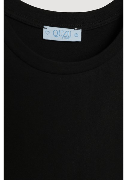 Bisiklet Yaka Oversize Basic Tişört Siyah