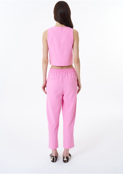 Düğme Detaylı Yelek Ceket Pembe