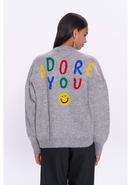 Smile Triko Hırka Gri