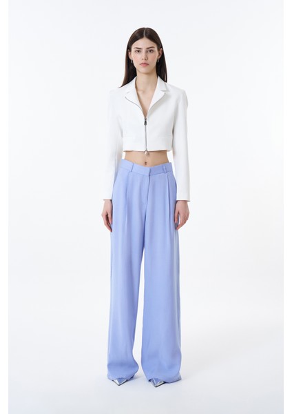 Yüksel Bel Bol Paça Pantolon Mavi