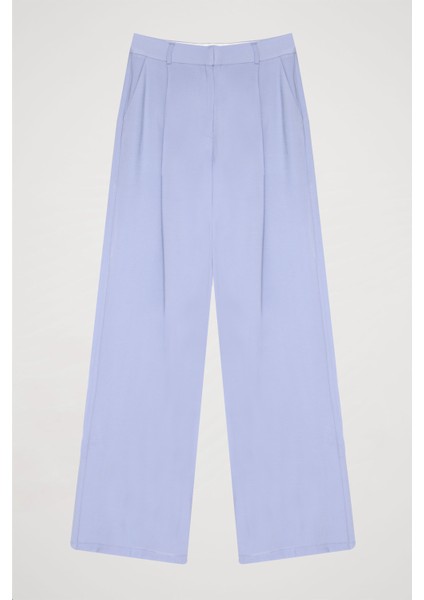 Yüksel Bel Bol Paça Pantolon Mavi