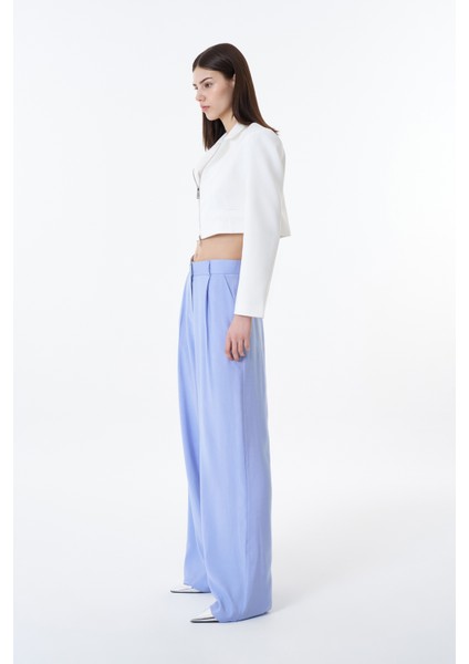 Yüksel Bel Bol Paça Pantolon Mavi