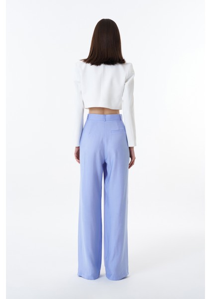 Yüksel Bel Bol Paça Pantolon Mavi