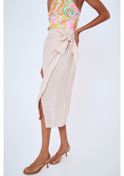 Beli Bağlamalı Anvelop Etek Taş