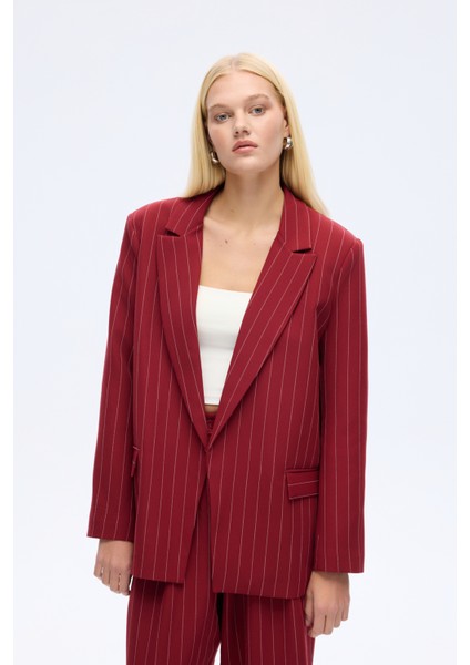 Çizgi Detaylı Blazer Ceket Bordo fiyatları
