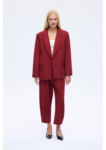 Çizgi Detaylı Blazer Ceket Bordo indirimleri