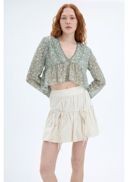 Bağlamalı Mini Balon Etek Taş