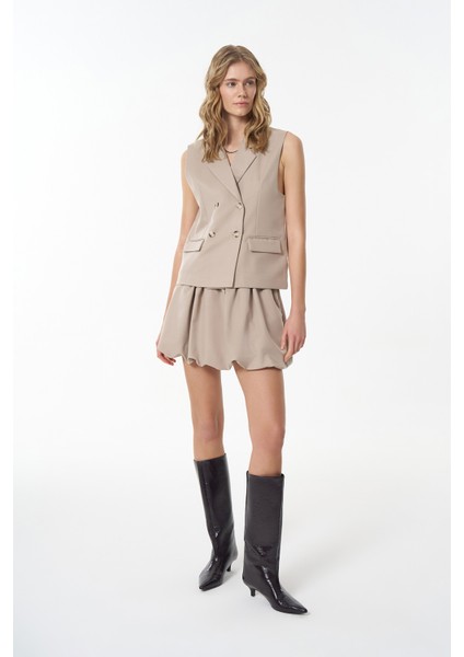 Beli Lastikli Mini Balon Etek Bej