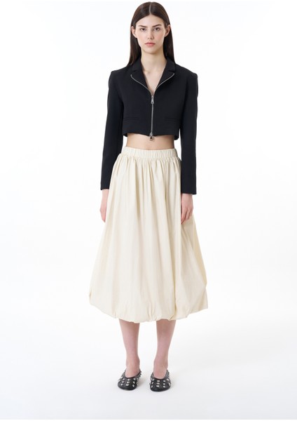 Pile Detaylı Midi Balon Etek Taş