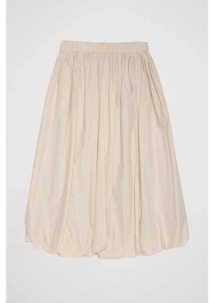 Pile Detaylı Midi Balon Etek Taş