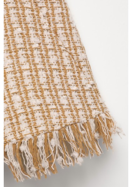 Pile Detaylı Kırçıl Mini Etek Bej