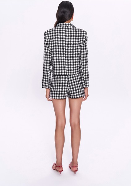 Düğme Detaylı Tüvit Ceket Siyah