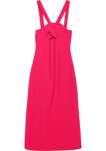 Sırtı Çapraz Askılı Midi Elbise Fuşya fiyatları