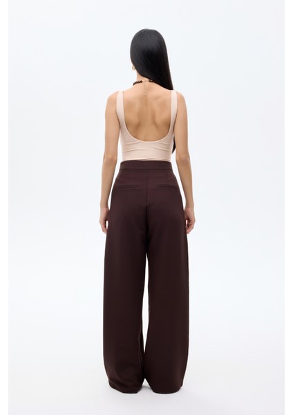 V Yaka Basic Bodysuit Bej